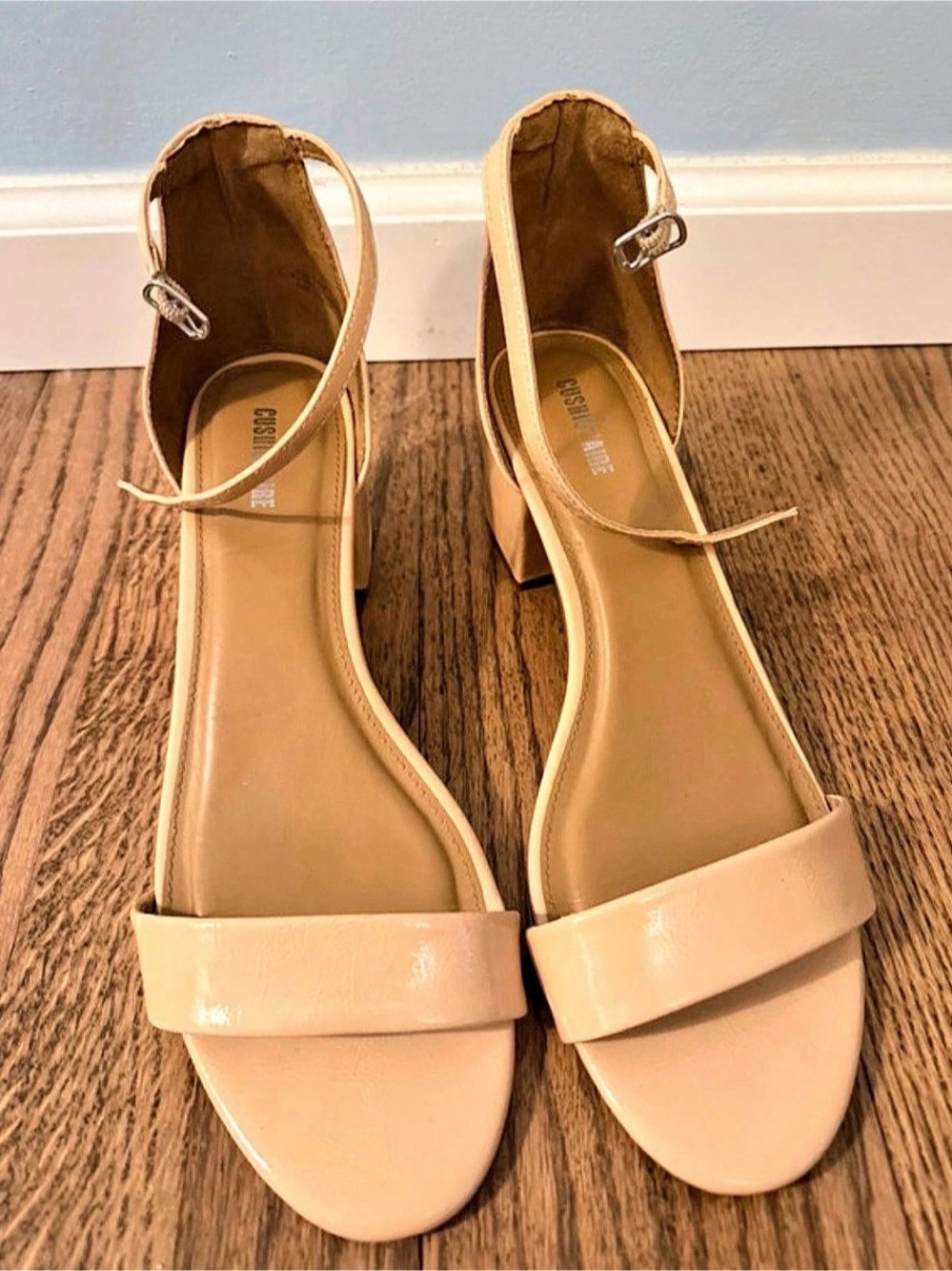 Cushionaire Patent Block Heel Sandals